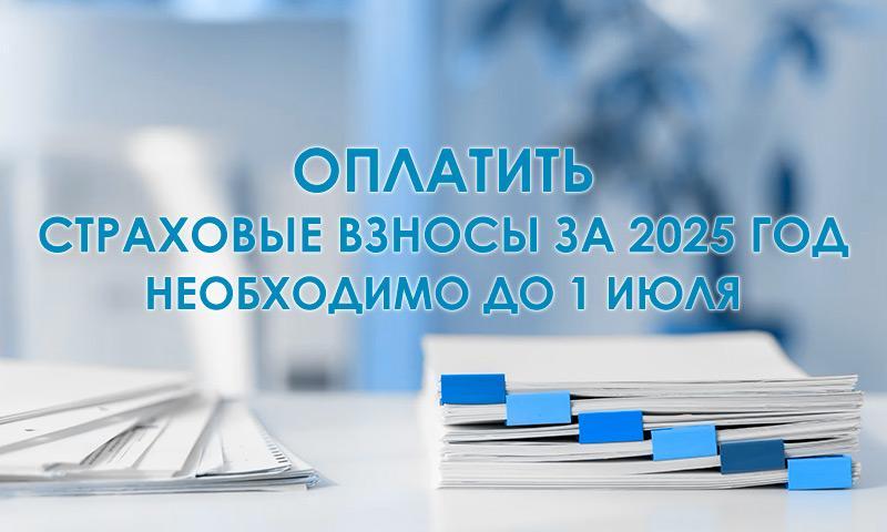 Оплатить страховые взносы за 2025 год необходимо до 1 июля